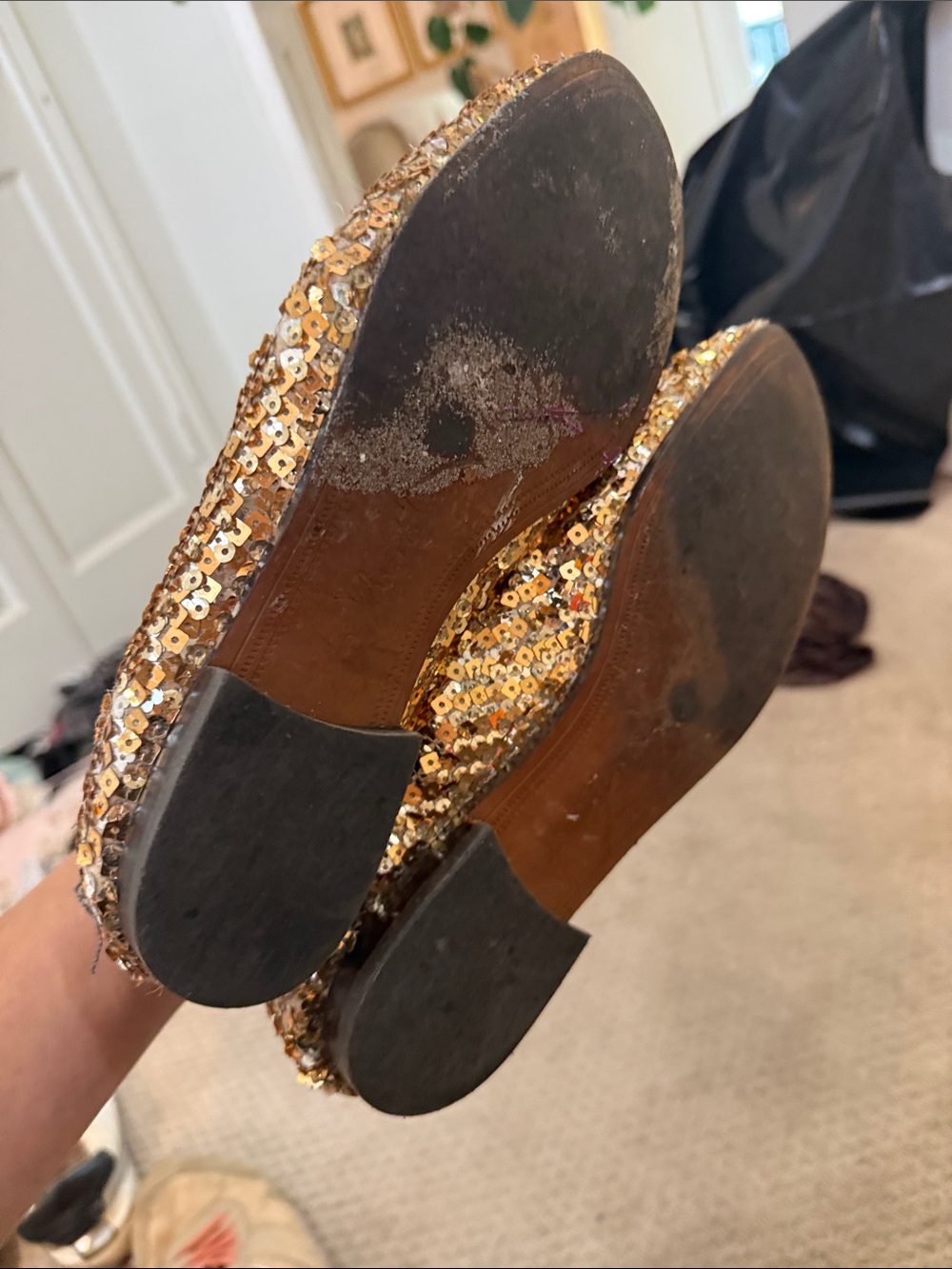 Sam Edelman Gold Sequin Loafers - Picture 3 of 4